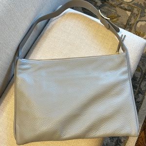Grey leather shoulder bag